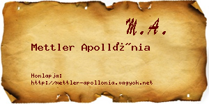 Mettler Apollónia névjegykártya